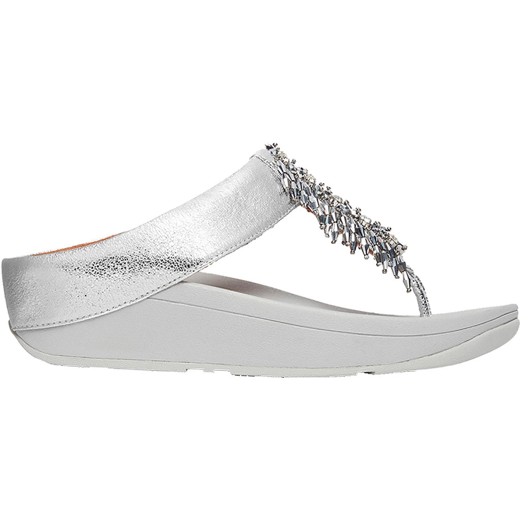 Womens Fit flop Women's Fit Flop Velma Adorn Toe-Thong Silver Synthetic Silver Synthetic