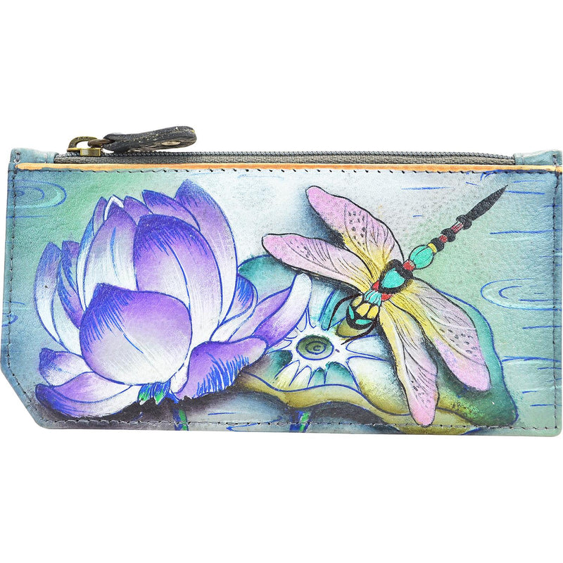 Women's Anuschka RFID Blocking Card Case with Coin Pouch Tranquil Pond Leather