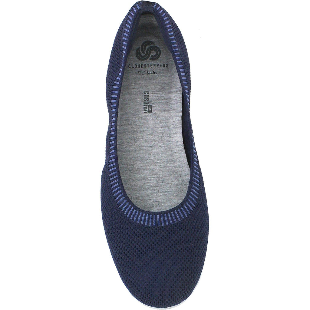 Womens Clarks Women's Clarks Cloudsteppers Ayla Paige Navy Knit Textile Navy Knit Textile