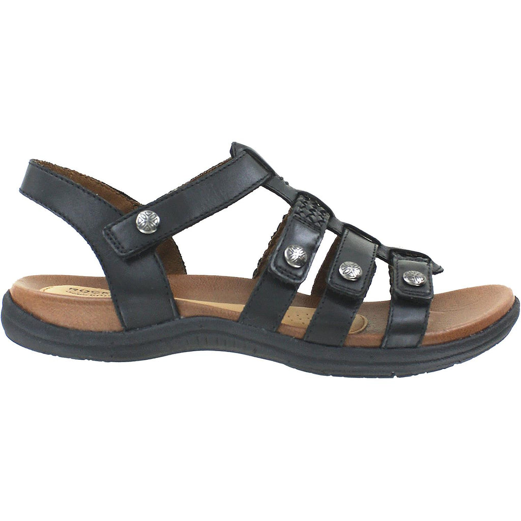 Womens Rockport Women's Rockport Cobb Hill Rubey T-Strap Black Leather Black Leather