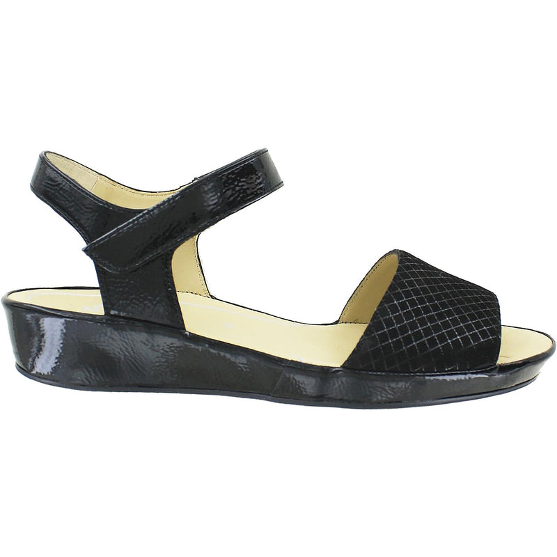Women's Ara Shoes Catalina Black Squarekid Leather/Crinkle Patent