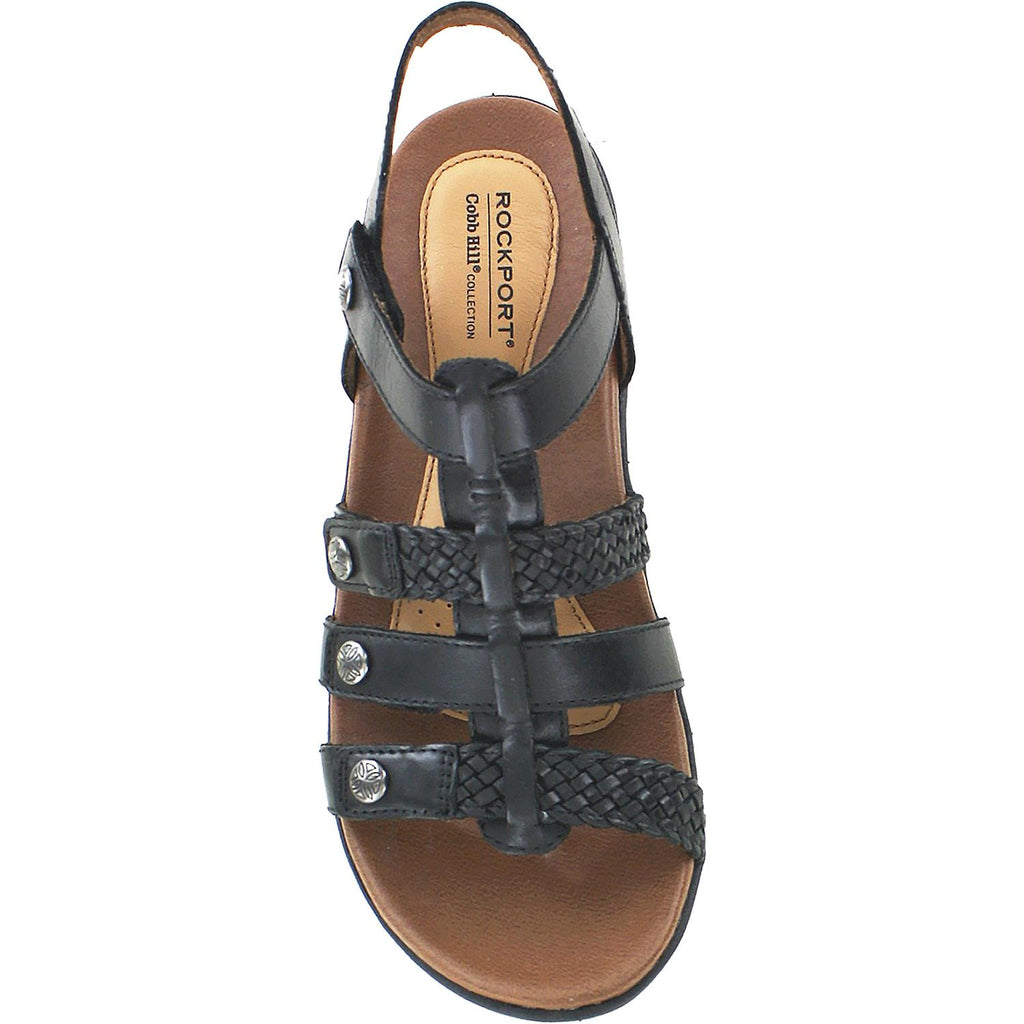 Womens Rockport Women's Rockport Cobb Hill Rubey T-Strap Black Leather Black Leather