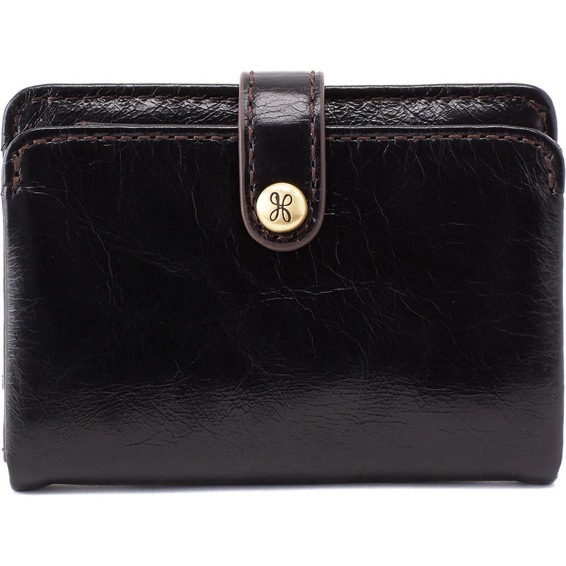 Women's Hobo Gem Card Wallet Black Vintage Hide Leather