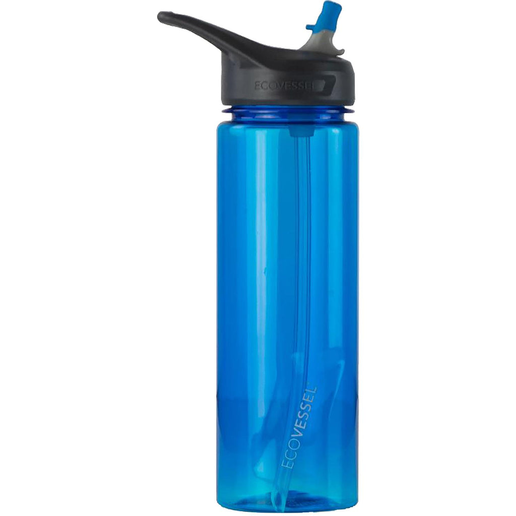 Unisex Ecovessel Unisex Ecovessel Wave BPA Free Plastic Sport Water Bottle w/Straw 24 OZ Hudson Blue Hudson Blue