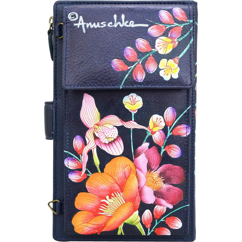 Womens Anuschka Women's Anuschka Large Smartphone Case And Wallet Moonlit Meadow Leather Moonlit Meadow Leather