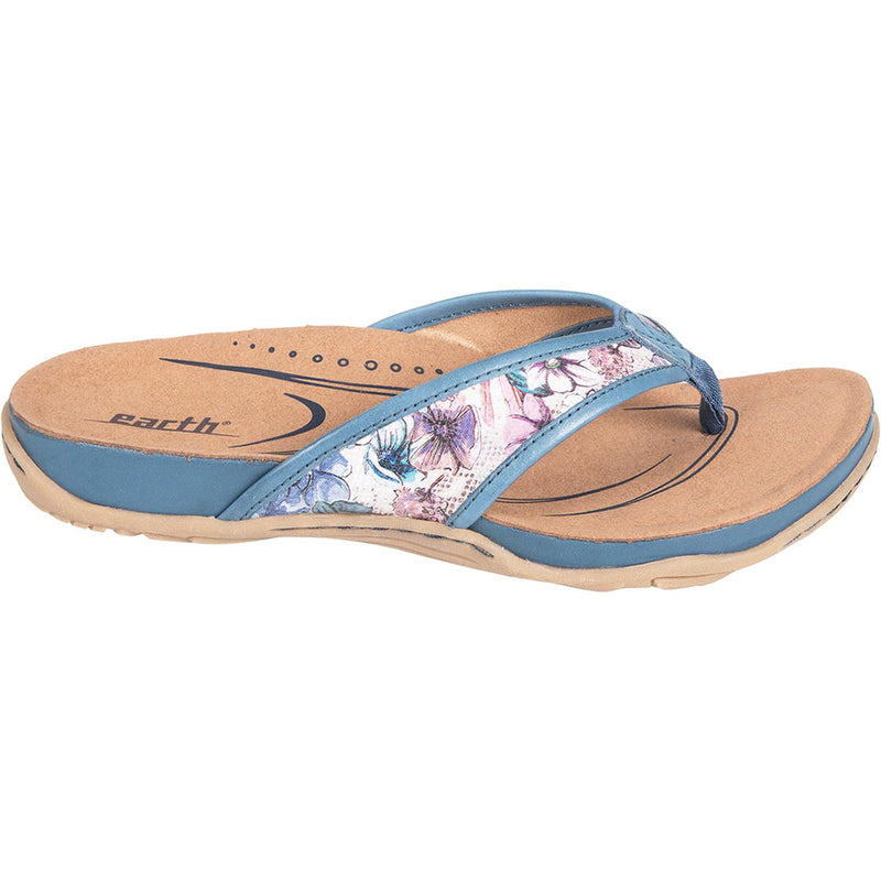 Women's Earth Maya Blue Floral Print Leather