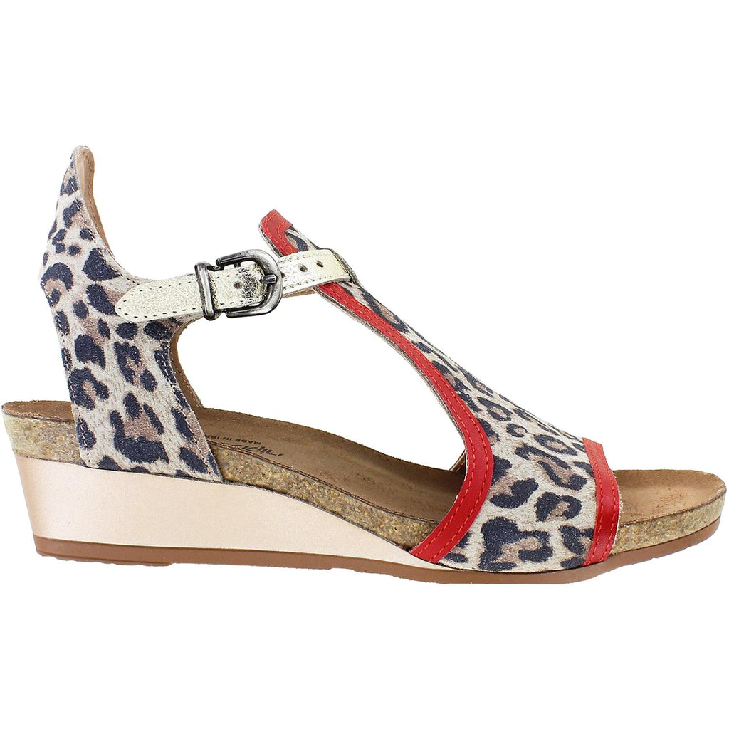 Womens Naot Women's Naot Fiona Cheetah/Kiss Red/Radiant Gold Suede/Leather Cheetah/Kiss Red/Radiant Gold Suede/Leather