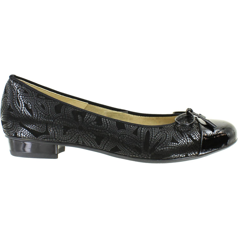 Women's Ara Shoes Belinda Black Fleur Kid Leather