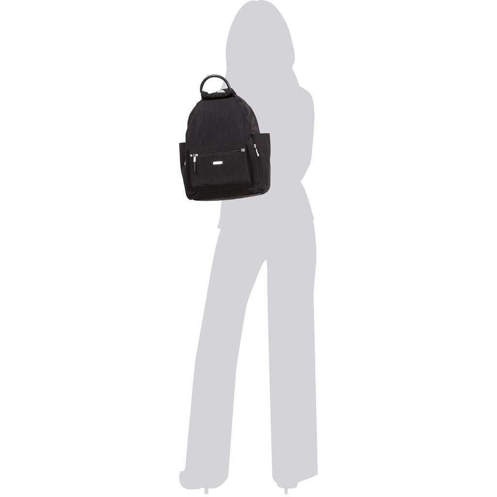 Womens Baggallini Women's Baggallini All Day Backpack With RFID Phone Wristlet Black Nylon Black Nylon