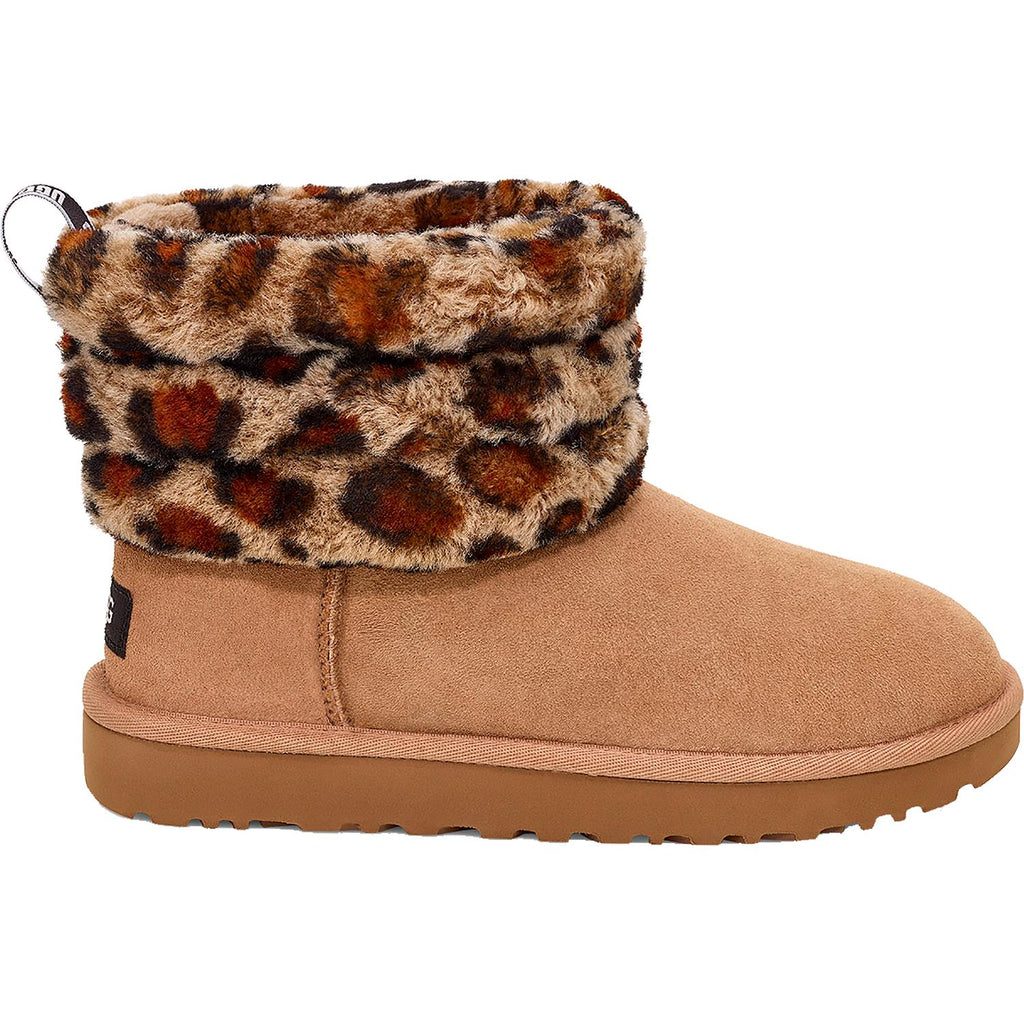 Womens Ugg Women's UGG Fluff Mini Quilted Leopard Amphora Sheepskin Leopard Amphora Sheepskin