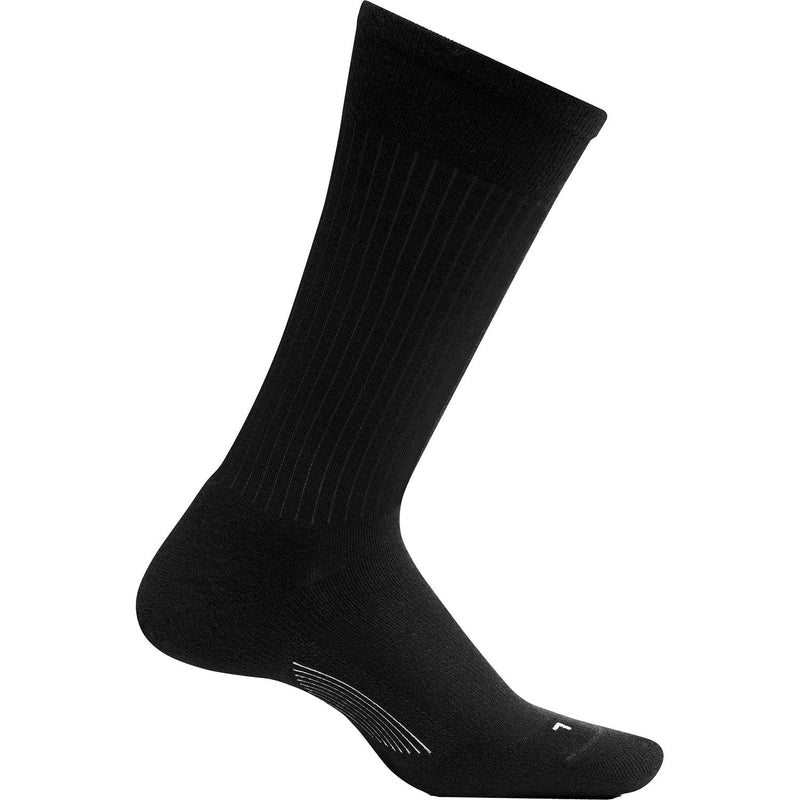 Men's Feetures Everyday Max Cushion Casual Rib Crew Socks Black