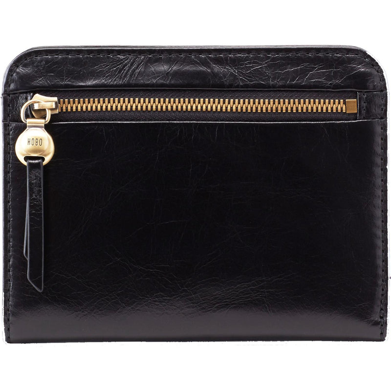 Women's Hobo Catch Wallet Black Vintage Hide Leather