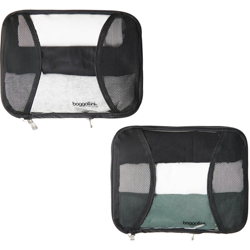 Women's Baggallini Compression Packing Cubes - 2 Pack Black Nylon