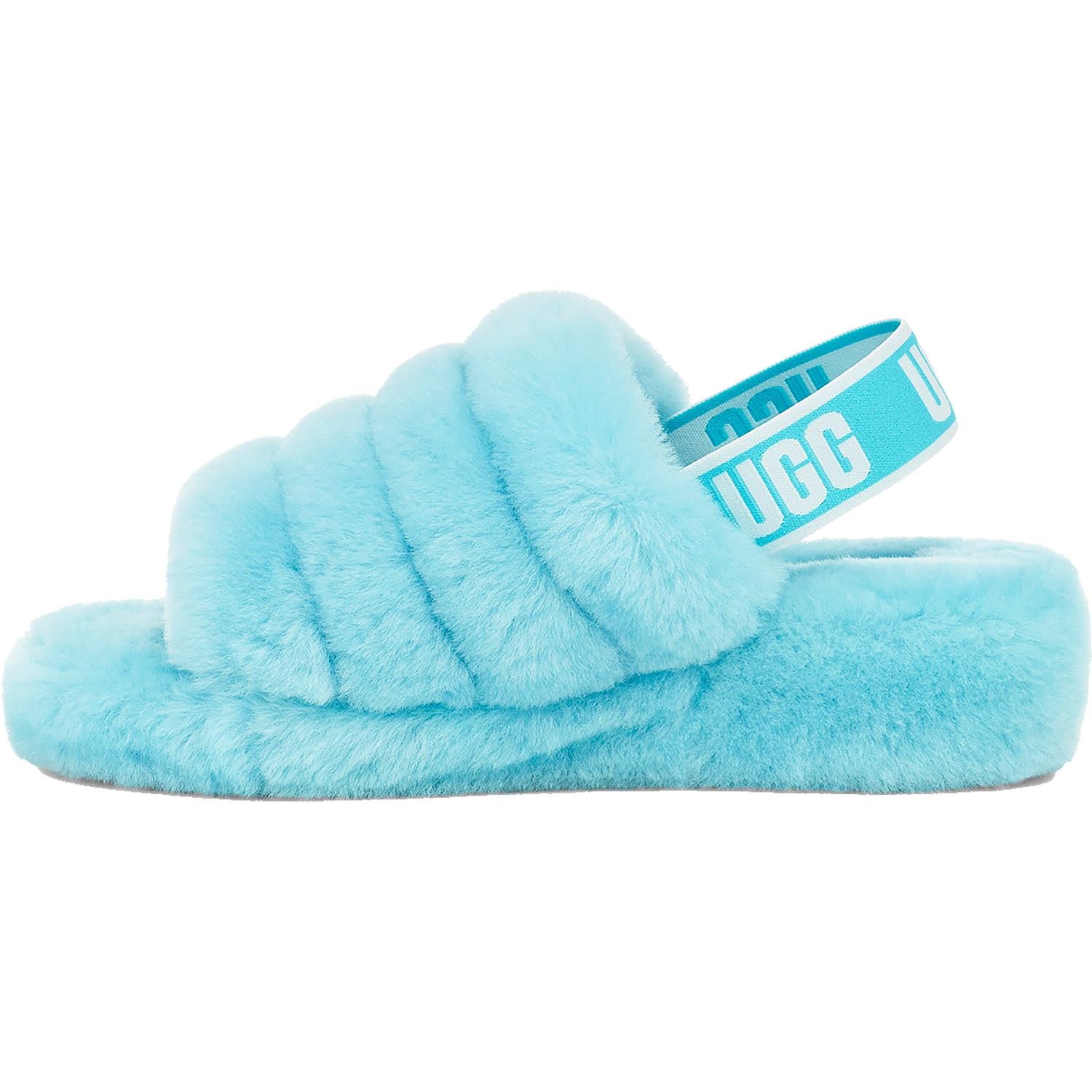 Ugg Fluff Oh Yeah platform slide slippers women sz 10 blue/teal 1107953  NWOB