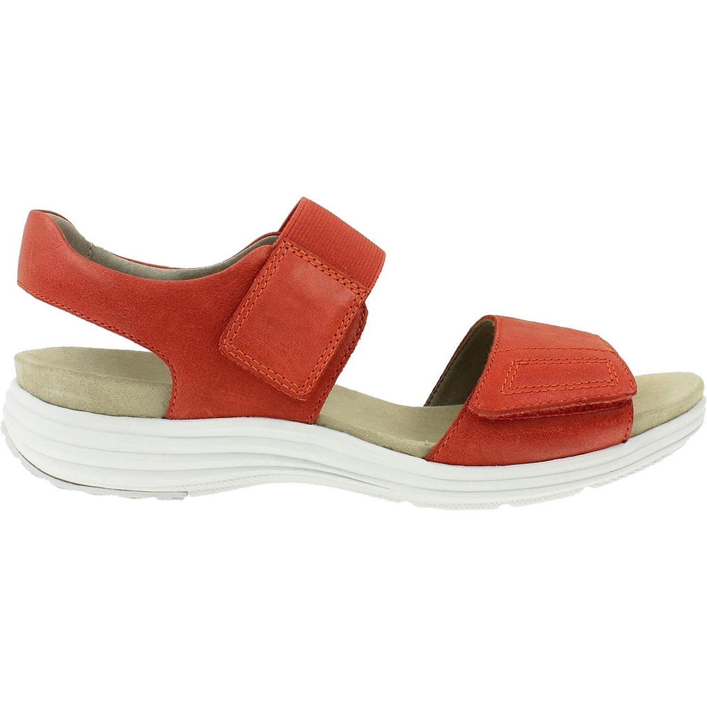 Womens Aravon Women's Aravon Beaumont Two Strap Coral Red Leather Coral Red Leather