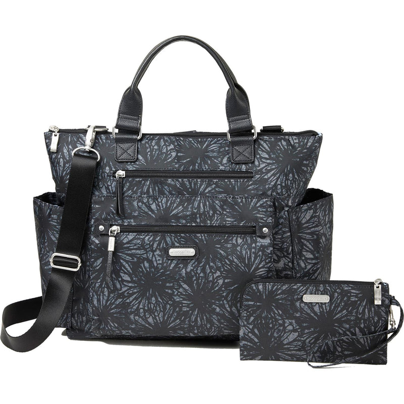 Women's Baggallini 3-in-1 Convertible Backpack with RFID Phone Wristlet Onyx Floral Nylon