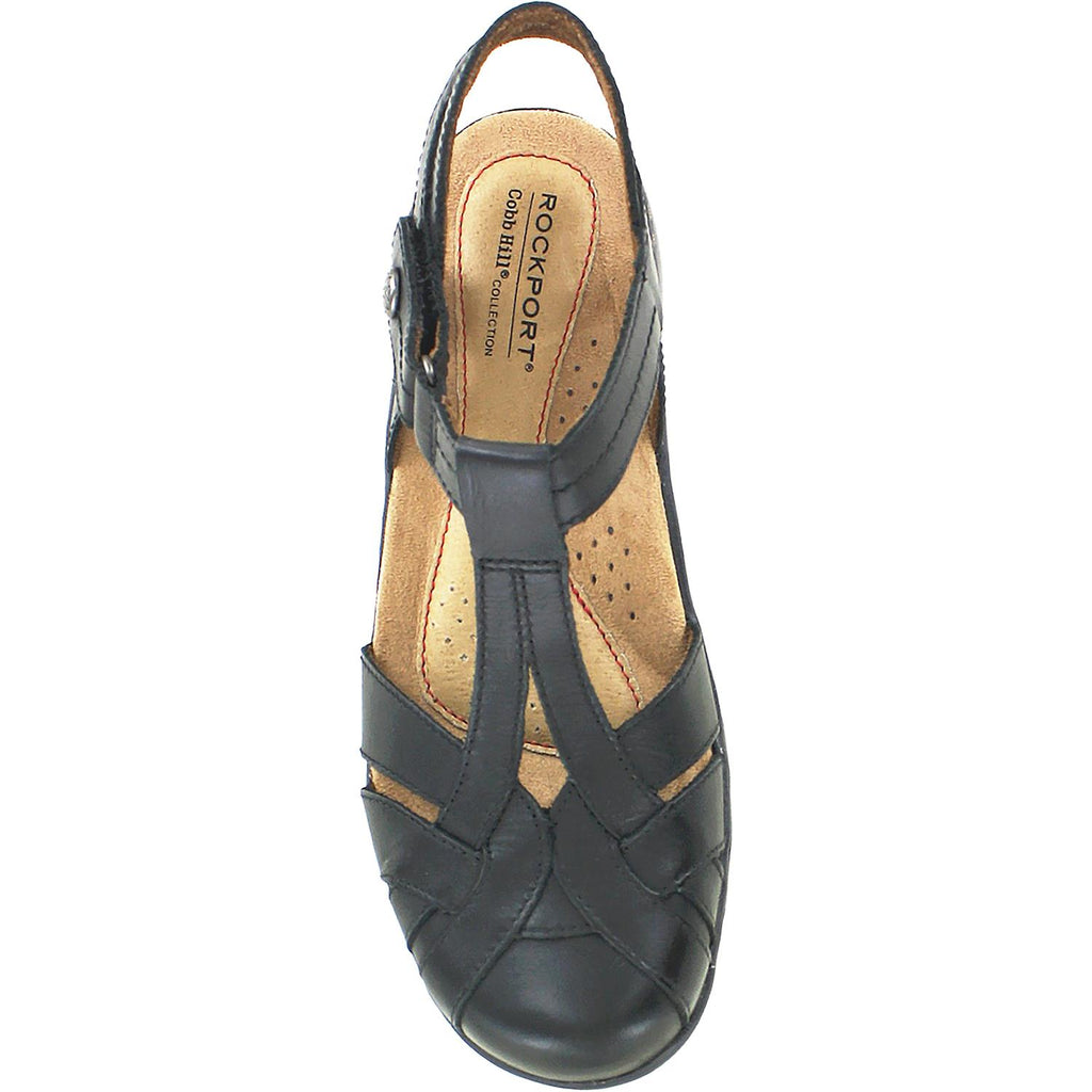 Womens Rockport Women's Rockport Cobb Hill Penfield T-Strap Black Leather Black Leather
