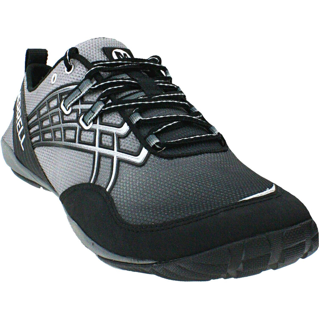 Mens Merrell Men's Merrell Barefoot Run Trail Glove 2 Black/Silver Synthetic Black/Silver Synthetic